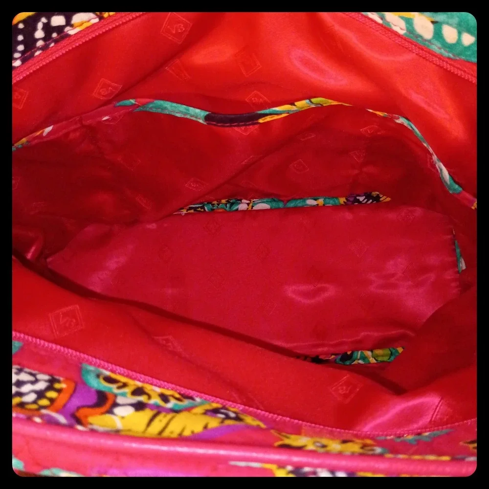Vera Bradley Tote Bag Women Large Red Multi Floral Quilted Shoulder Handbag